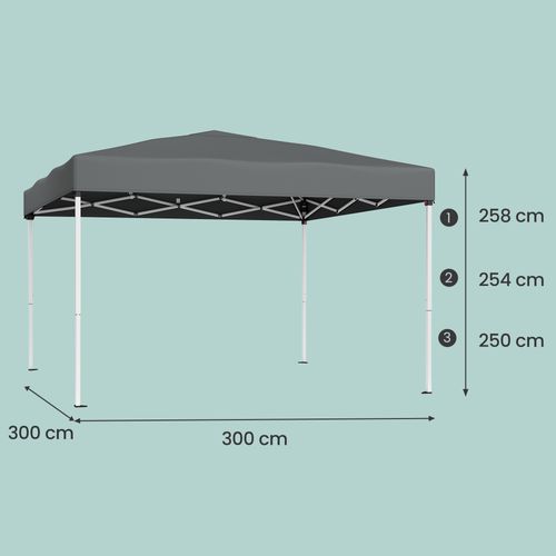 Pavillon Pliant 3 X 3 M, Protection Solaire, Tente De Jardin, Portable, Usage Extérieur, Gris