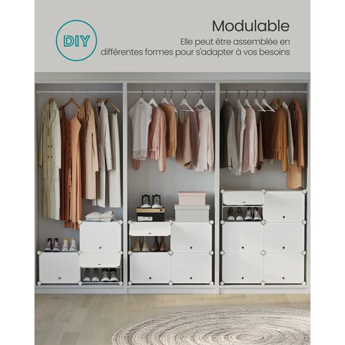 Rangement Pour Chaussures à 10 Compartiments, Pour 40 Paires, Modulable, Blanc Nuage