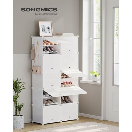 Rangement Pour Chaussures à 10 Compartiments, Pour 40 Paires, Modulable, Blanc Nuage