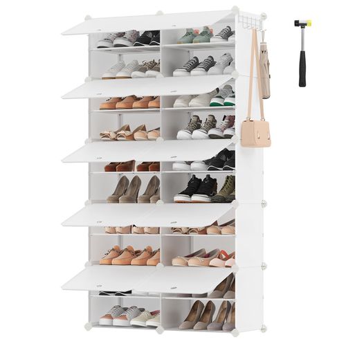 Rangement Pour Chaussures à 10 Compartiments, Pour 40 Paires, Modulable, Blanc Nuage