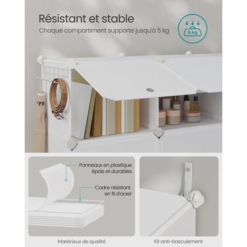 Rangement Pour Chaussures à 10 Compartiments, Pour 40 Paires, Modulable, Blanc Nuage