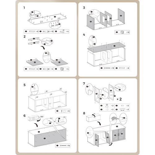 Cache-litière Pour 2 Chats, Entrée Frontale, 145,6 X 48,5 X 50 Cm, Blanc Nuage