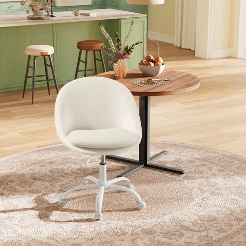 Chaise De Maquillage, Avec Face Avant En Velours, Rembourrage En Mousse, Hauteur Réglable, Blanc