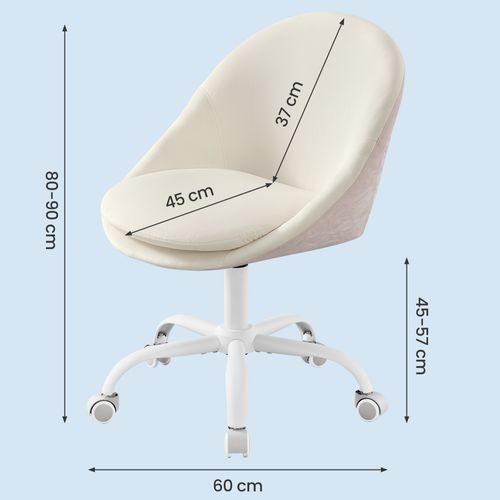 Chaise De Maquillage, Avec Face Avant En Velours, Rembourrage En Mousse, Hauteur Réglable, Blanc