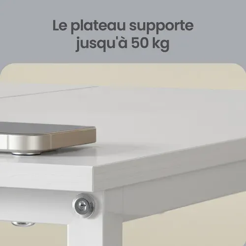 Bureau D’ordinateur, 3 Étagères, 2 Tiroirs, 140 X 60 X 76 Cm, Blanc