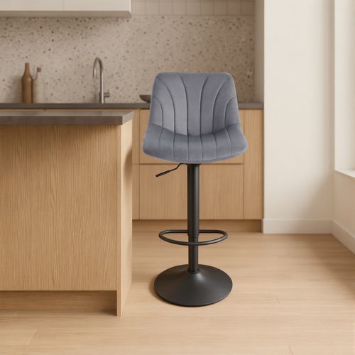 Chaises De Bar Réglables, Tabourets Avec Dossier, Rotation 360°, Velours, Lot De 2, Gris