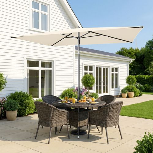 Parasol Rectangulaire Inclinable 232 X 149 Cm, Protection Solaire Upf 50+, Beige