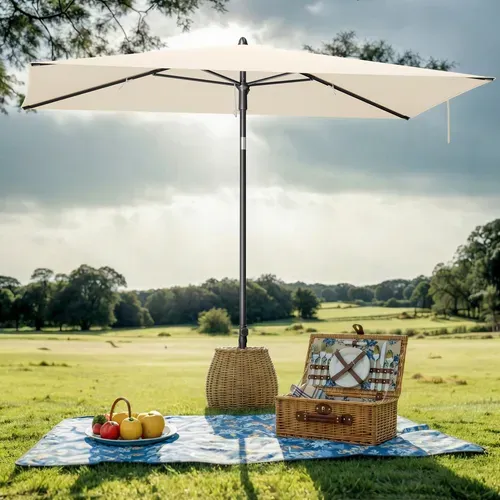 Parasol Rectangulaire Inclinable 232 X 149 Cm, Protection Solaire Upf 50+, Beige