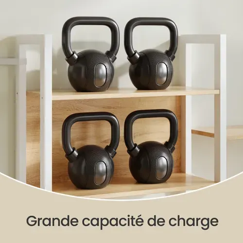 Étagère De Rangement Modulable, Bibliothèque Industrielle à 14 Niveaux, Métal, Blanc Et Chêne