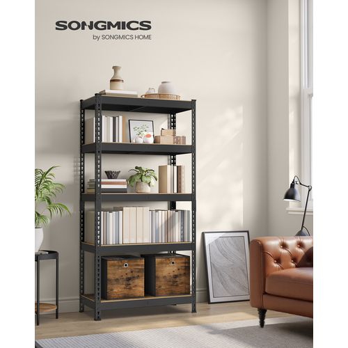 Rayonnage étagère De Rangement à 5 Tablettes, 45 X 90 X 180 Cm, Charge Jusqu'à 875 Kg, Noir