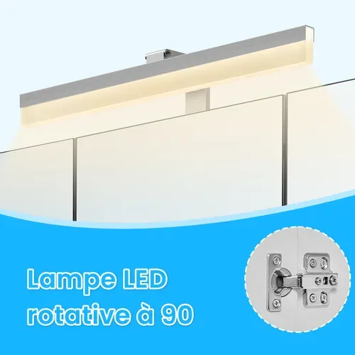 Armoire Murale 3 Portes, Avec Miroir, Multiprise, Panier Suspendu,  Blanc