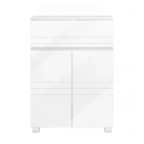 Armoire De Salle De Bain Avec 2 Portes battantes, Avec Une Tiroir Et Étagère Réglable, Blanc