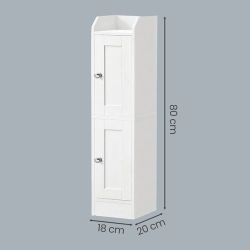 Meuble De Salle De Bain Fin, Colonne De Rangement, Avec Portes Réversibles, Blanc