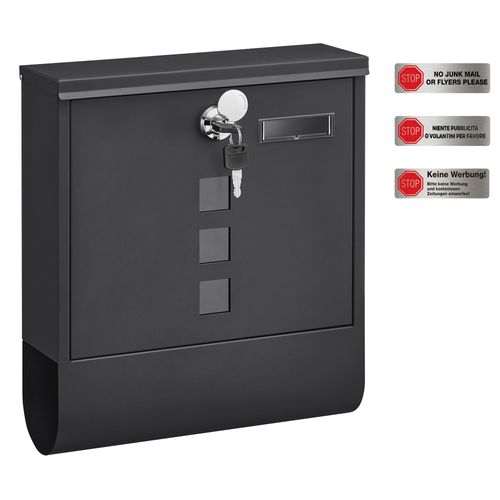Boîte Aux Lettres Murale, Avec Serrure, Porte-nom, Pour Courriers, Journaux, Magazines, Noir