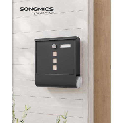 Boîte Aux Lettres Murale, Avec Serrure, Porte-nom, Pour Courriers, Journaux, Magazines, Noir