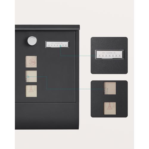 Boîte Aux Lettres Murale, Avec Serrure, Porte-nom, Pour Courriers, Journaux, Magazines, Noir