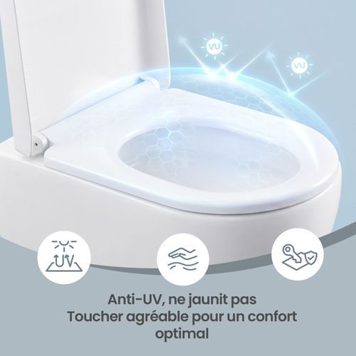 Abattant De Toilette Clipsable, Lunette Wc Universel Avec Poignée, Plastique, Blanc