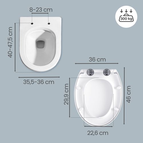Abattant De Toilette Clipsable, Lunette Wc Universel Avec Poignée, Plastique, Blanc