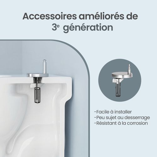 Abattant De Toilette Clipsable, Lunette Wc Universel Avec Poignée, Plastique, Blanc