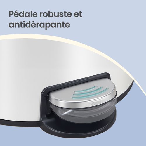 Poubelle à Pédale, Rond, Seau Intérieur Amovible, Fermeture En Douceur, 30 L, Blanc