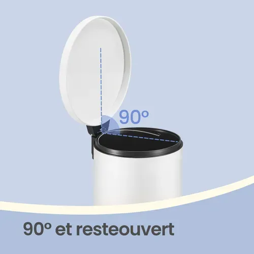 Poubelle à Pédale, Rond, Seau Intérieur Amovible, Fermeture En Douceur, 30 L, Blanc