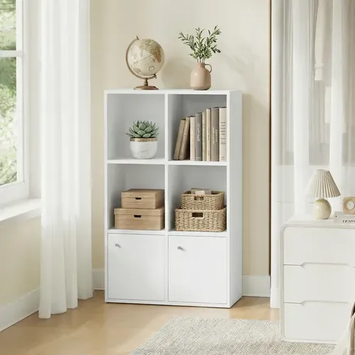 étagère De Rangement à 3 Niveaux, Avec 2 Portes, Salle à Manger, 29 X 65,8 X 97,8 Cm, Blanc