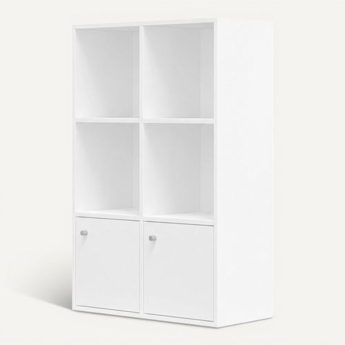 étagère De Rangement à 3 Niveaux, Avec 2 Portes, Salle à Manger, 29 X 65,8 X 97,8 Cm, Blanc
