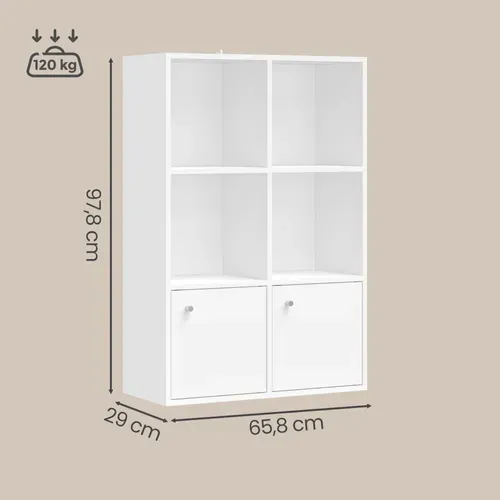 étagère De Rangement à 3 Niveaux, Avec 2 Portes, Salle à Manger, 29 X 65,8 X 97,8 Cm, Blanc