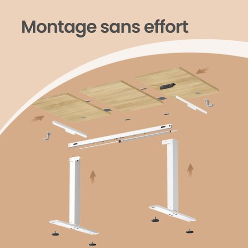Bureau Assis-debout Réglable En Hauteur, Avec Fonction Mémoire, 120 X 60 Cm, Couelur Chêne