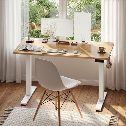 Bureau Assis-debout Réglable En Hauteur, Avec Fonction Mémoire, 120 X 60 Cm, Couelur Chêne