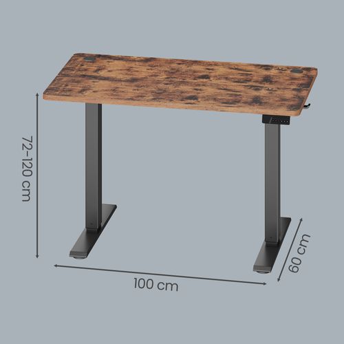 Bureau Assis-debout Réglable En Hauteur, Avec Fonction Mémoire, Rappel De Sédentarité, Marron