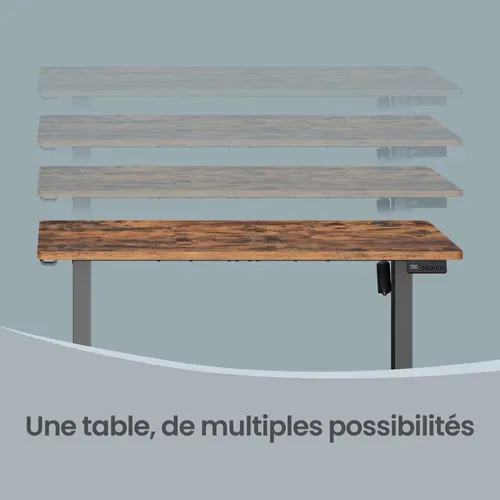 Bureau Assis-debout Réglable En Hauteur, Avec Fonction Mémoire, Rappel De Sédentarité, Marron