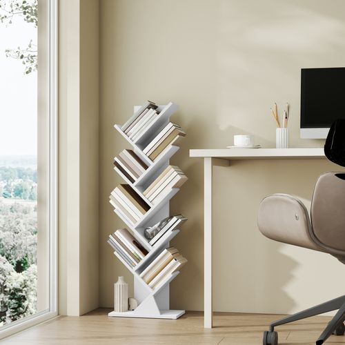 Étagère De Rangement Moderne, Bibliothèque Sur Pied, 20 X 38 X 115,2 Cm, Blanc