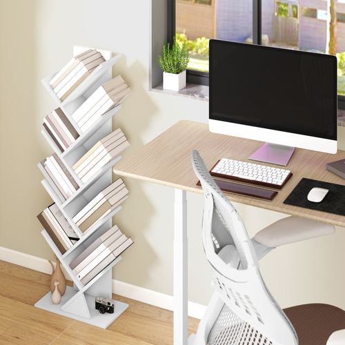 Étagère De Rangement Moderne, Bibliothèque Sur Pied, 20 X 38 X 115,2 Cm, Blanc