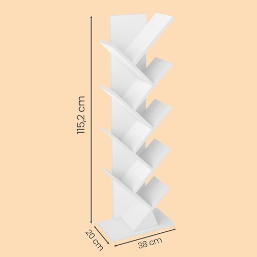 Étagère De Rangement Moderne, Bibliothèque Sur Pied, 20 X 38 X 115,2 Cm, Blanc