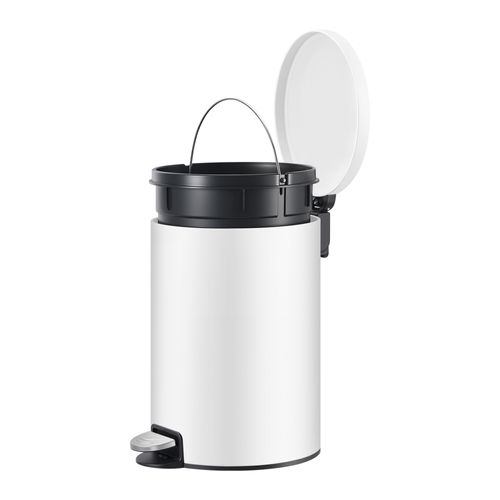 Poubelle à Pédale, Rond, Seau Intérieur Amovible, Fermeture En Douceur, 20 L, Blanc