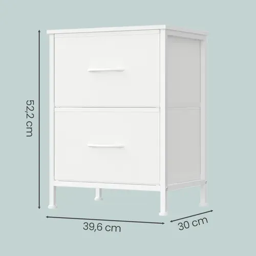 Table De Chevet Avec 2 Tiroirs, Lot De 2, Pour Chambre, Blanc