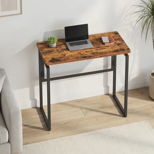 Bureau Pliable, 80 X 40 Cm, Table D’appoint Pour Balcon, Chambre, Montage Rapide, Marron