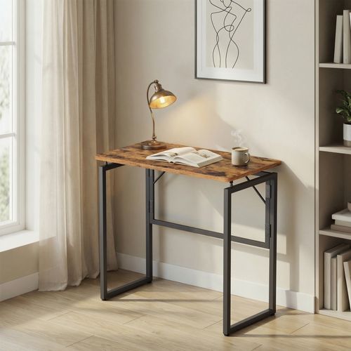 Bureau Pliable, 80 X 40 Cm, Table D’appoint Pour Balcon, Chambre, Montage Rapide, Marron