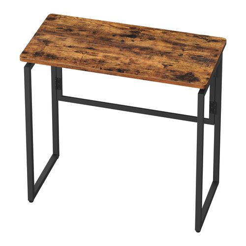 Bureau Pliable, 80 X 40 Cm, Table D’appoint Pour Balcon, Chambre, Montage Rapide, Marron