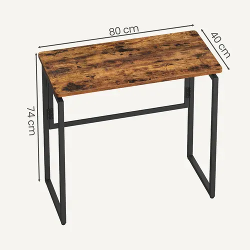 Bureau Pliable, 80 X 40 Cm, Table D’appoint Pour Balcon, Chambre, Montage Rapide, Marron