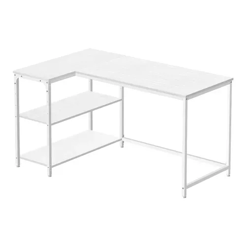 Bureau En L, Étagères Réglables Avec Rangement, 120 X 80 Cm, Blanc