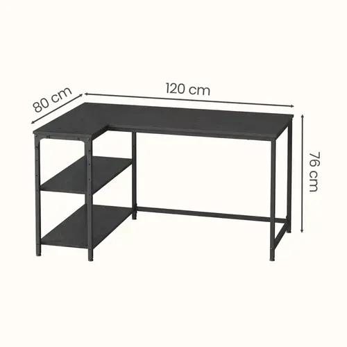 Bureau En L, Étagères Réglables Avec Rangement, 120 X 80 Cm, Noir
