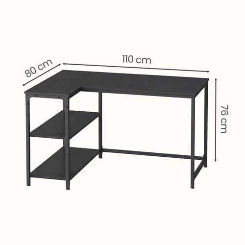 Bureau En L, étagères Réglables Avec Rangement, 110 X 80 Cm, Noir