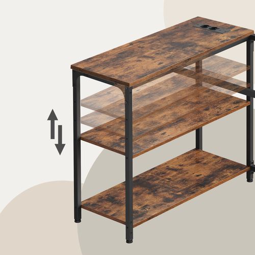 Bureau En L, Étagères Réglables Avec Rangement, Prises Électriques Et Ports USB, 120 X 80 Cm, Marron