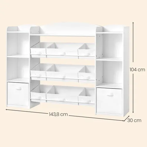 Meuble De Rangement Pour Jouets Enfants, étagère Montessori Avec Paniers Et Bacs, Blanc