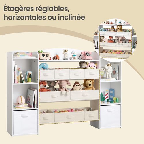 Meuble De Rangement Pour Jouets Enfants, étagère Montessori Avec Paniers Et Bacs, Blanc