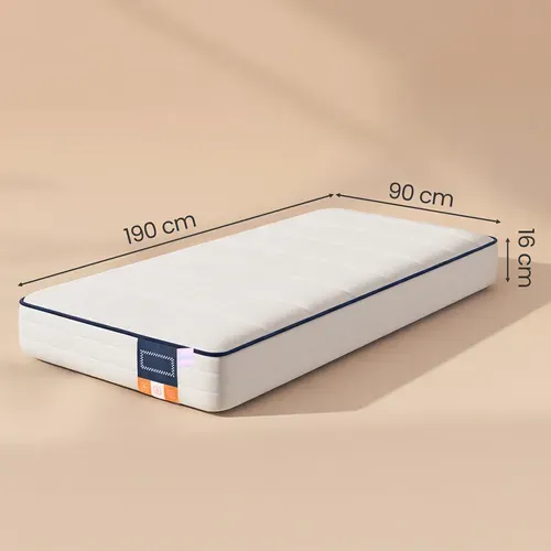 Matelas Mousse 90x190 cm - Accueil Mémoire De Forme - 7 Zones - Epaisseur 16 cm - Housse lavable