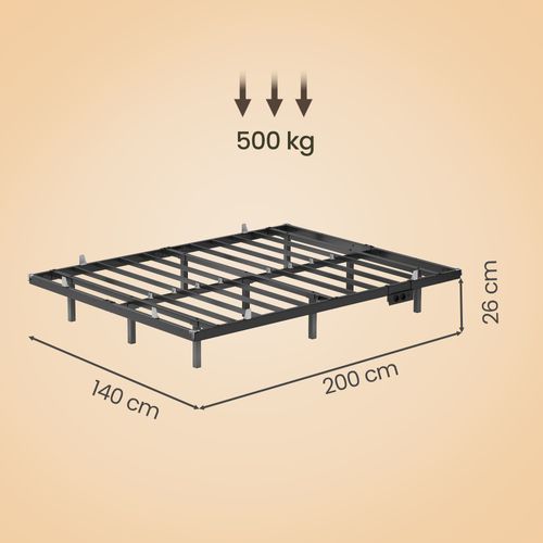 Lit Flottant 140 X 190 Cm Avec LED, Ports USB Et Prises Ca, Pour Chambre, Capacité 500 Kg, Noir