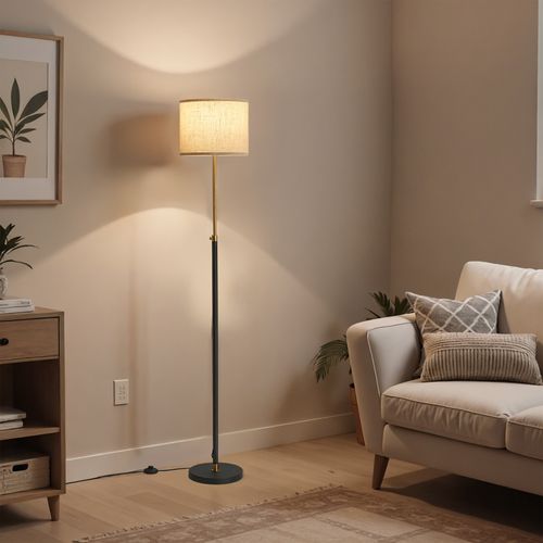 Lampadaire Réglable En Hauteur, 140–170 Cm, Avec Interrupteur Au Pied, Douille E27, Noir